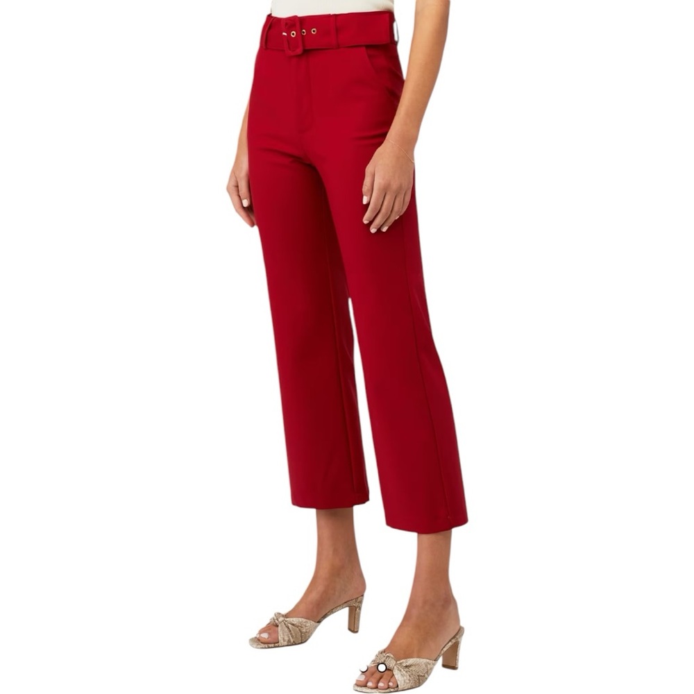 Show Me Your MuMu DJ Cropped Pants Red Suiting size Medium NWT Flared Belted